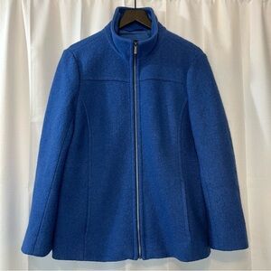 Size 14 Lands' End Women's Royal Blue Zip-Front Wool Blend Jacket
